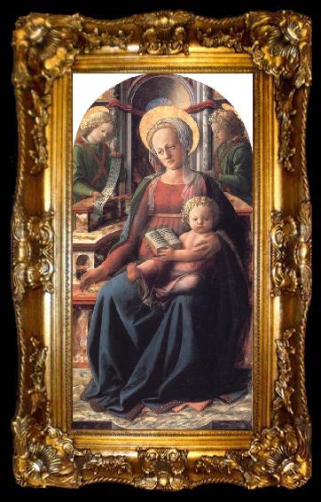 framed  Fra Filippo Lippi Madonna and Child Enthroned with Two Angels, ta009-2